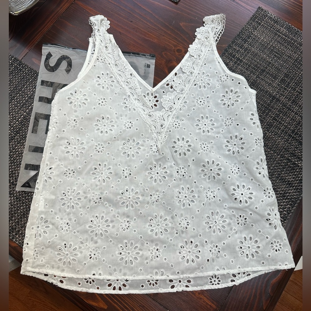 NWT White Eyelet Tank Top